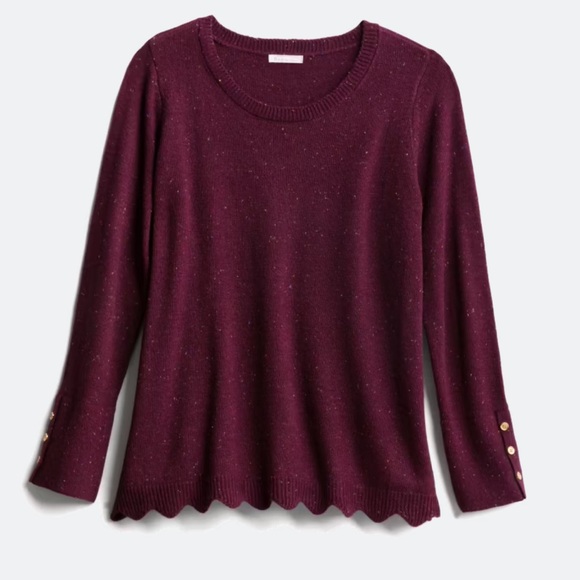 Skies Are Blue Sweaters - Skies Are Blue Syndee Scalloped Hem Pullover